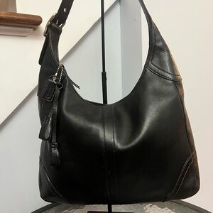 Vintage Coach Hamilton Black Leather Hobo Bag